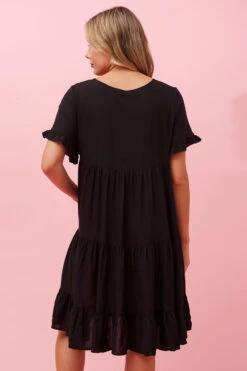 KELLY TIERED LINEN SHORT DRESS -Femme Connection Sales 5440c61a6c7567356e2feadeaa01369e