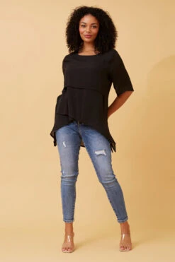 DOUBLE LAYERED ASYMMETRICAL HEM TOP -Femme Connection Sales 5453825e4a6b4edb41a4f40a85943141
