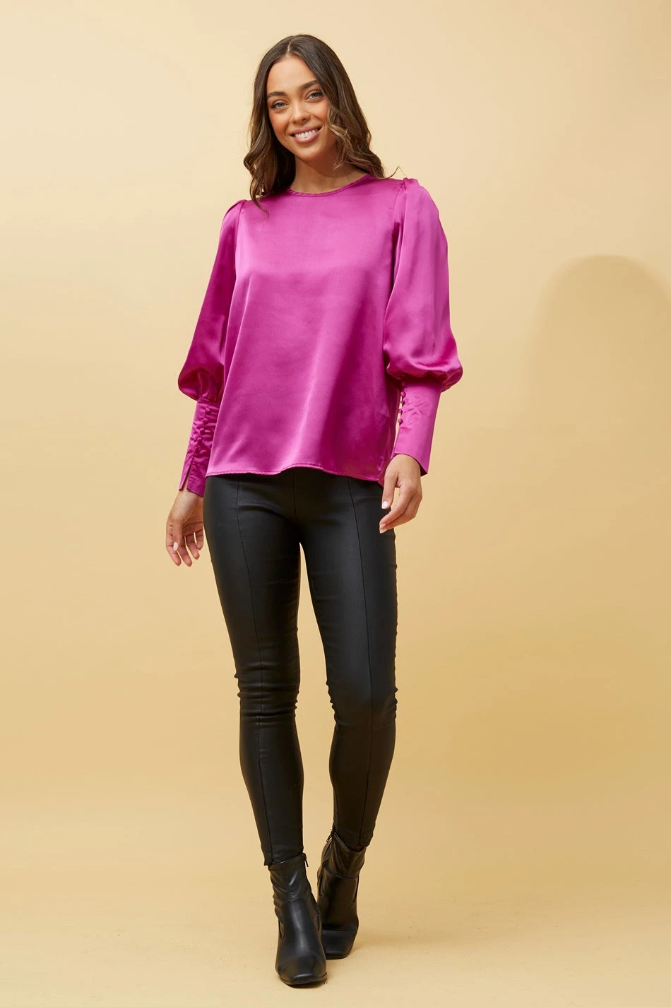 DOM BALLOON SLEEVE SATIN BLOUSE 6 DOM BALLOON SLEEVE SATIN BLOUSE - Image 4