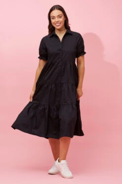 TIFFANY PUFF SLEEVE MIDI DRESS -Femme Connection Sales 5608f67de5c2c22bf1a0931836c1b6ee
