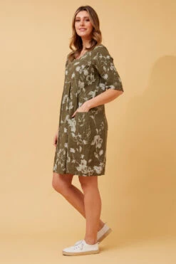 PISA LINEN FLORAL SHORT DRESS -Femme Connection Sales 56f7dc0e958f6e9f7d6a3b6134abb093