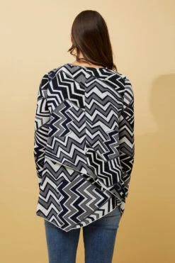 BOBBI ZIG ZAG PRINT DOUBLE LAYERED TOP -Femme Connection Sales 57d264455ffd7d7f607ea582989f60c3