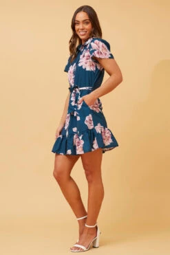 OLIVE FLORAL SHIRT DRESS -Femme Connection Sales 590f87395fbda371253c00b3aa490661
