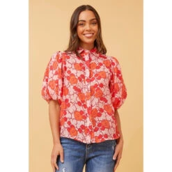 WILKIE PUFF SLEEVE FLORAL SHIRT -Femme Connection Sales 5a96e054063431607cafb28fc95ccfdd