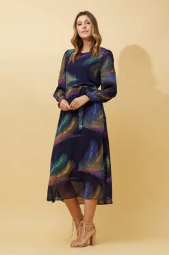 PRISCILLA FEATHER PRINT DRESS -Femme Connection Sales 5aeae4b6c0db5154a314584f0a8a5eb1