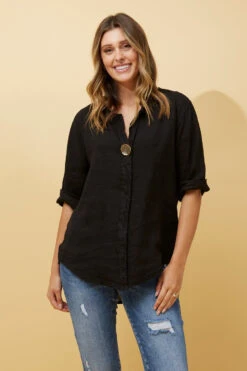 PALERMO BUTTON DETAIL LINEN TOP 29 PALERMO BUTTON DETAIL LINEN TOP -Femme Connection Sales 5b03827a13809c503668ba660f84f731