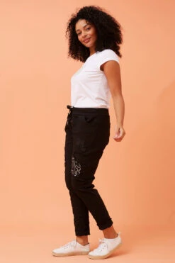 JANJA SEQUIN PATCHWORK PRINT JOGGERS -Femme Connection Sales 5b3a356977dfc82b290cac20d67d0cd0