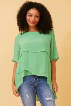 DOUBLE LAYERED ASYMMETRICAL HEM TOP -Femme Connection Sales 5b74f34e5a3152a1db4c94672fb78c5e