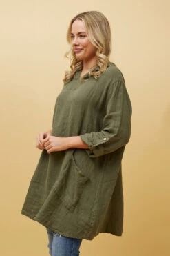 SILVAVA HOODED LINEN TUNIC TOP -Femme Connection Sales 5c6ae4fae88d2a93eb5480cb08ecee3d