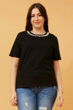 ELBA EMBELLISHED NECK TOP -Femme Connection Sales 5e370ccc31f997f3dae1ac5939ec6e2c