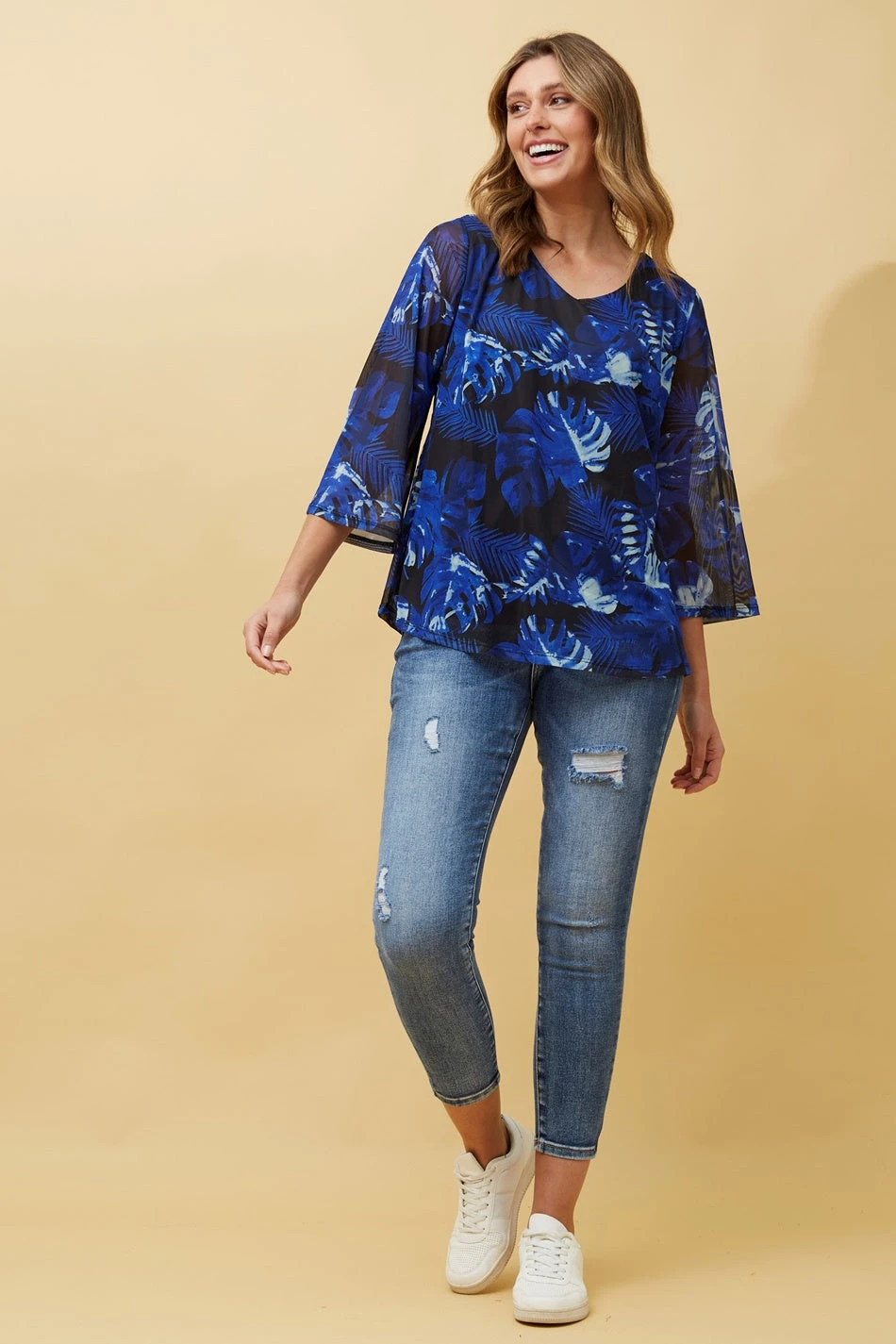 DILLIANA LEAF PRINT DOUBLE LAYERED TOP 6 DILLIANA LEAF PRINT DOUBLE LAYERED TOP - Image 4