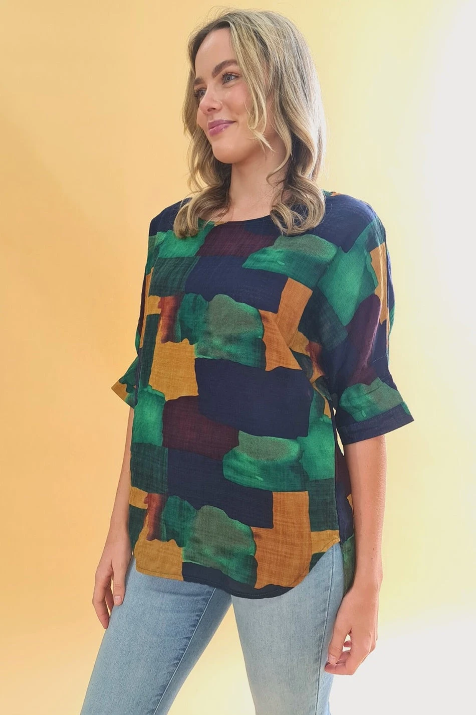 TARA ABSTRACT PRINT HI LOW HEM TOP 7 TARA ABSTRACT PRINT HI LOW HEM TOP - Image 5