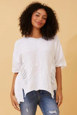PAM SEQUIN PATCH LINEN TOP -Femme Connection Sales 60a6a36268afe3c9cb5ed060cbf97358