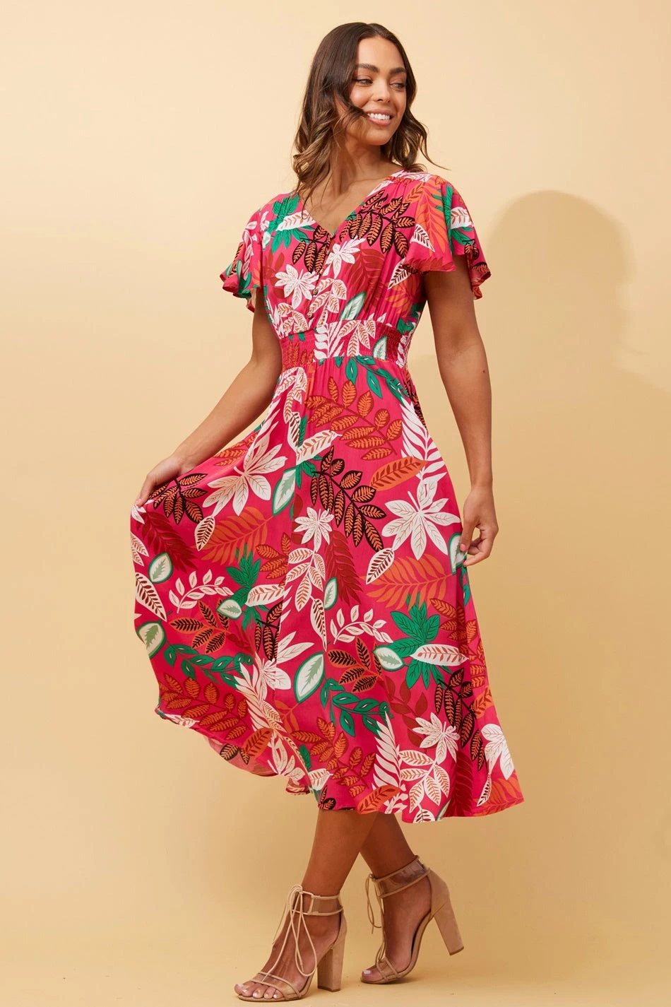Stella FLORIDA LEAF PRINT MIDI DRESS 6 Stella FLORIDA LEAF PRINT MIDI DRESS - Image 4