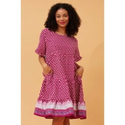 KELLY BORDER PRINT DRESS -Femme Connection Sales 62a216a36782b05fefbdfae123949feb