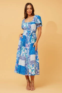 BRITTANY PATCHWORK FLORAL DRESS -Femme Connection Sales 6309966087c0bcf01d0c65762201a9a5