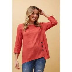 BUTTON DETAIL LINEN TOP -Femme Connection Sales 634137a206723ba72c970c34fa0139a3