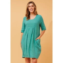 PISA SOLID LINEN DRESS -Femme Connection Sales 63be6f84620de8ad2d845541cc68cc7f