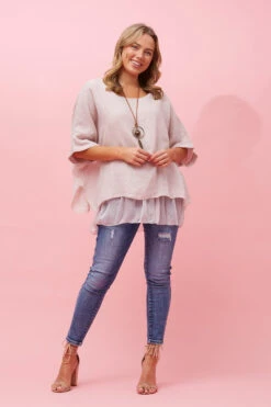 GIANA OVERSIZED DOUBLE LAYERED LINEN TOP -Femme Connection Sales 6480631686e58043e4f5ad338364b3c7