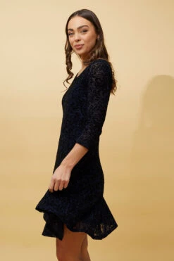 CAMILA FLOCKING PRINT LACE SHORT DRESS -Femme Connection Sales 651f1cdc8329e6c7c05434346119056b