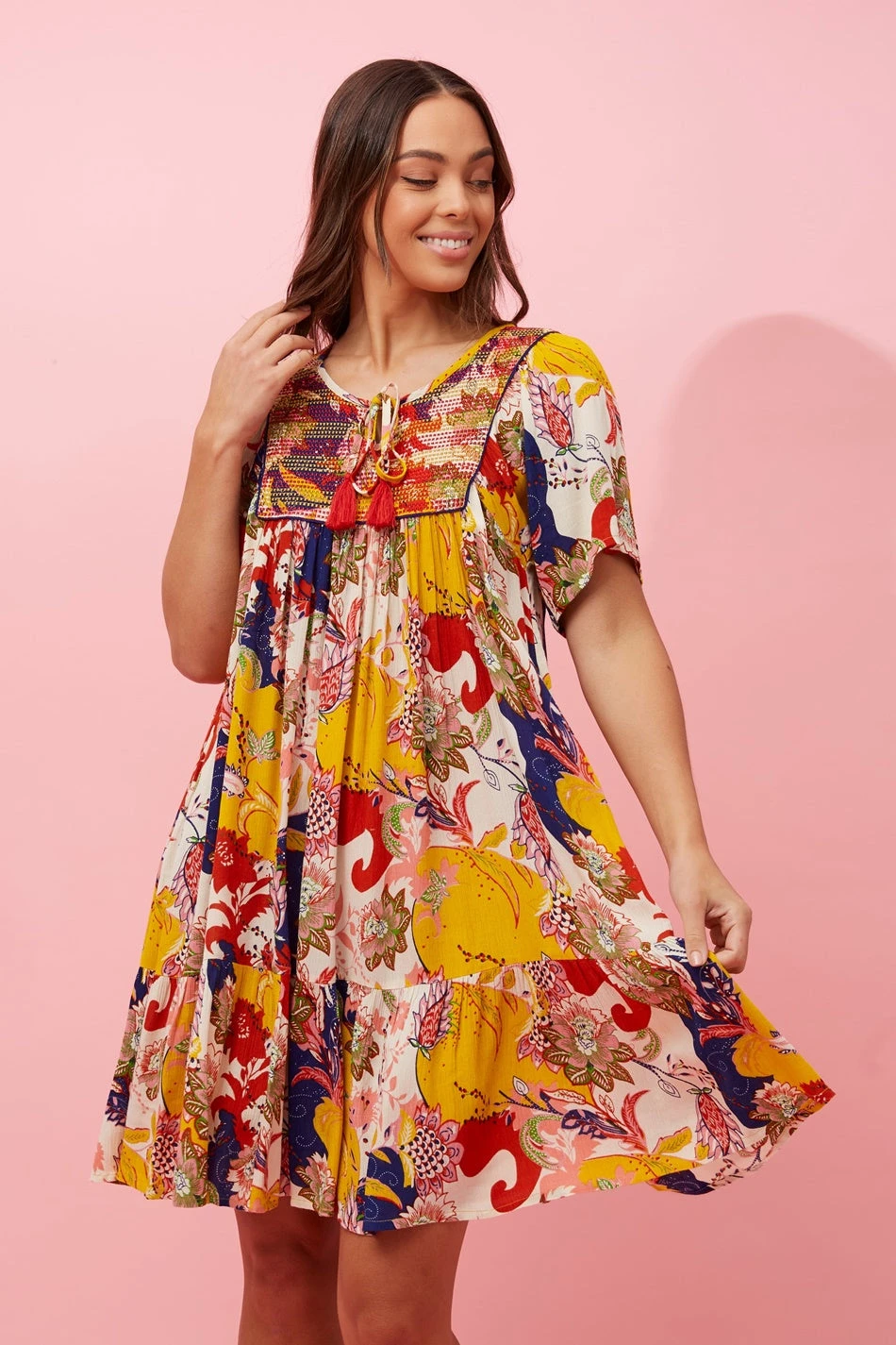HONDA FLORAL BOHO BABYDOLL DRESS 4 HONDA FLORAL BOHO BABYDOLL DRESS - Image 2