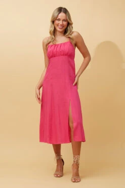 CHANTELLE LINEN MIDI DRESS -Femme Connection Sales 66491e0a1dd31ae14025bc0eca4b246b