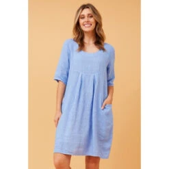 PISA SOLID LINEN DRESS -Femme Connection Sales 67016bb552e736681b93d3b0a782f76b