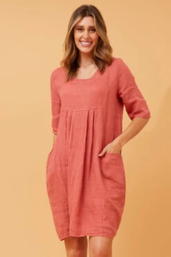 PISA SOLID LINEN DRESS -Femme Connection Sales 68d66b5dbf1d3e5fae29322b93cf657d