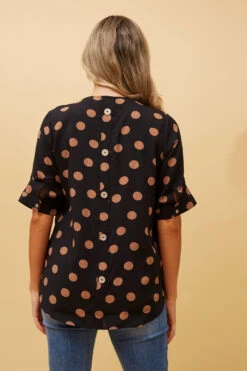 KENDRA POLKA DOT BUTTON DETAIL TOP -Femme Connection Sales 694425fd427bf4cd25fad5b66e1a5d7f