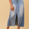 LIZBETH DENIM MIDI SKIRT -Femme Connection Sales 695c0d9ea1ac53b05d97bee40b3e6484