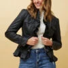 FRILL VEGAN LEATHER JACKET -Femme Connection Sales 6b6482a1da848ee52dcbd7664a1229da