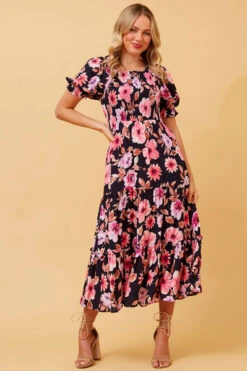 MAUDE FLORAL MIDI DRESS -Femme Connection Sales 6c2585a4bd0853662f2ff0c71af80d24