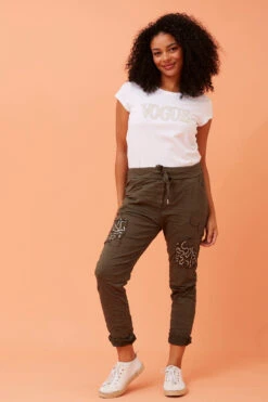 JANJA SEQUIN PATCHWORK PRINT JOGGERS -Femme Connection Sales 6e14963c63ec9933c57ef2946c7718a3