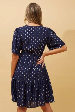 DIAMOND TEARDROP FOIL PRINT SHORT DRESS -Femme Connection Sales 6f25e95a5ce0d9a87e1eb685690490b9