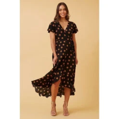 RAMISA POLKA DOT WRAP DRESS -Femme Connection Sales 6f49f53fd9b5134af803eec509d61141