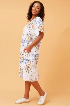 ANTONELLA FLORAL LINEN MIDI DRESS -Femme Connection Sales 73626947f07c2131b52f9237c241fd86