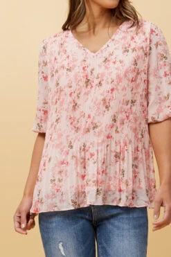 POSIE PLEATED FLORAL TOP -Femme Connection Sales 7436cdc85d80a2f5c0f18b9ab1e7a8d0