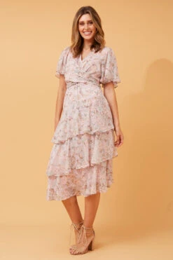 WINDSOR FLORAL RUFFLE LAYERED DRESS -Femme Connection Sales 748905d54fa59b74729f96f1d5d20e7f