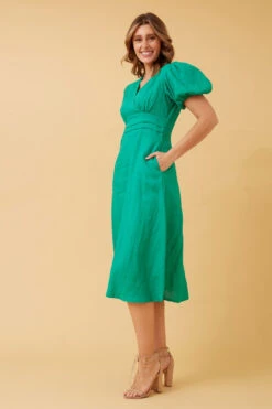 ALINA LINEN MIDI DRESS -Femme Connection Sales 74f9aeba34490ae9328006c00aa908cf