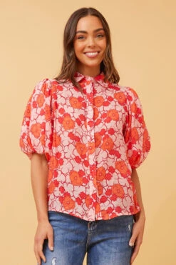 WILKIE PUFF SLEEVE FLORAL SHIRT -Femme Connection Sales 763ba3629a680933a031a6df428611c3
