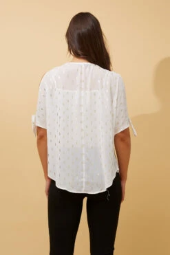 COLD SHOULDER FOIL PRINT BLOUSE -Femme Connection Sales 766a774e66843f1dd27ae5f28263167a