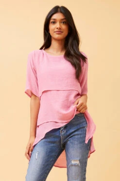 DOUBLE LAYERED ASYMMETRICAL HEM TOP -Femme Connection Sales 778e37f0d9613d516eac9fac397f7c54