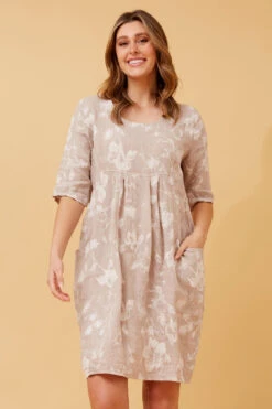 PISA LINEN FLORAL SHORT DRESS -Femme Connection Sales 784ab3beb069be9f52678d8e07dd1017