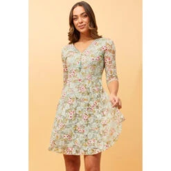 OLIVIA ZIP FRONT FLORAL LACE DRESS -Femme Connection Sales 78c5035570347024f9ecc1987287a264