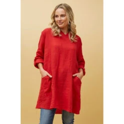 SILVAVA HOODED LINEN TUNIC TOP -Femme Connection Sales 79b79a95ed315c18ba658c76d1701b92