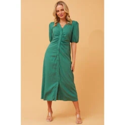 EMIKO BUTTON FRONT LINEN DRESS -Femme Connection Sales 79ea145d204b17267af0948f4577c34a