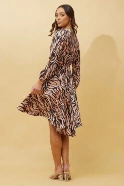 WILLOW ANIMAL STRIPE SATIN WRAP DRESS -Femme Connection Sales 7a38a207ffc4ef96826c52f7f3051160