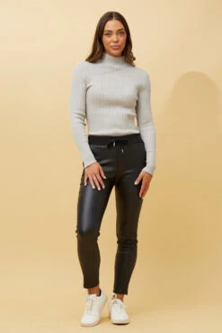 PIERRE WET LOOK JOGGER PANTS