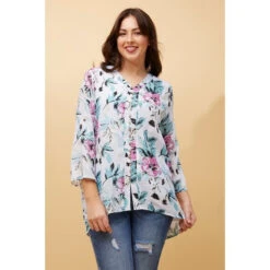 RUBY FLORAL BUTTON FRONT TOP -Femme Connection Sales 7d4414cd4970d93be9e6af1544f3e13a