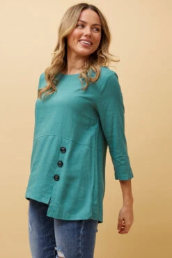 BUTTON DETAIL LINEN TOP -Femme Connection Sales 7da94d92c3a9ca81fc84cda61697c53d